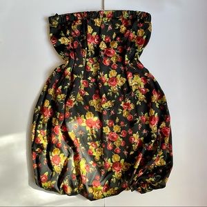 Body Central Black Floral Mini Tube Dress - Size S